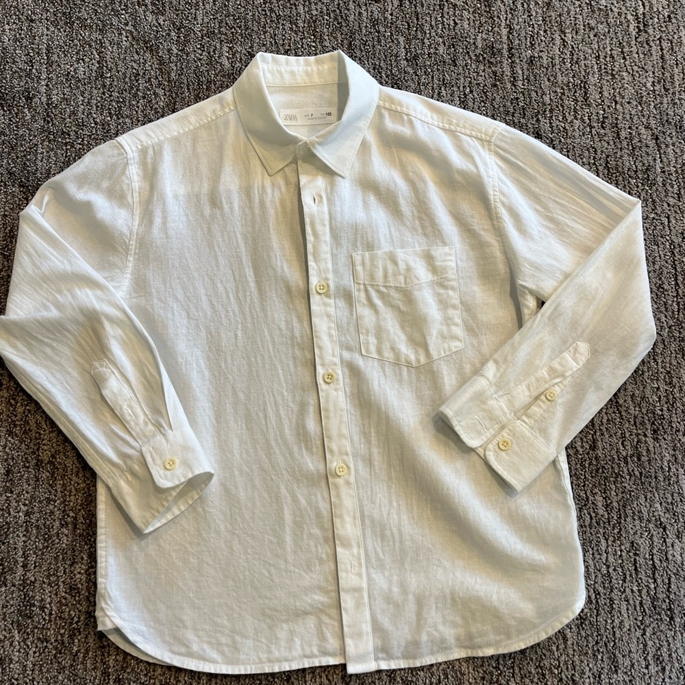 Zara linen boys formal button down shirt